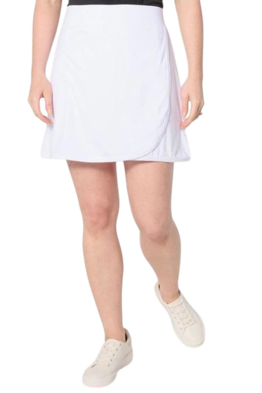 Cuddl Duds Women's Flexwear Foldover Skort White - Regular